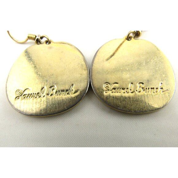 VTG 1980 Bright Nile Bird Signature Laurel Burch Earring Inlaid enamel Gold tone - Picture 2 of 4